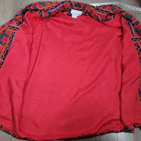 Vintage 80's Simon Chang red and green blazer in size 16 - Picture 12 of 13